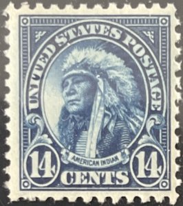 Scott #565 1923 14¢ American Indian flat plate perf. 11 MNH OG