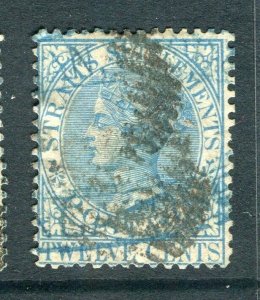 STRAITS SETTLEMENTS; 1867 classic QV Crown CC issue used shade of 12c.