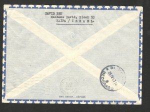 ISRAEL TO YUGOSLAVIA, SERBIA -AIRMAIL LETTER - 1957.