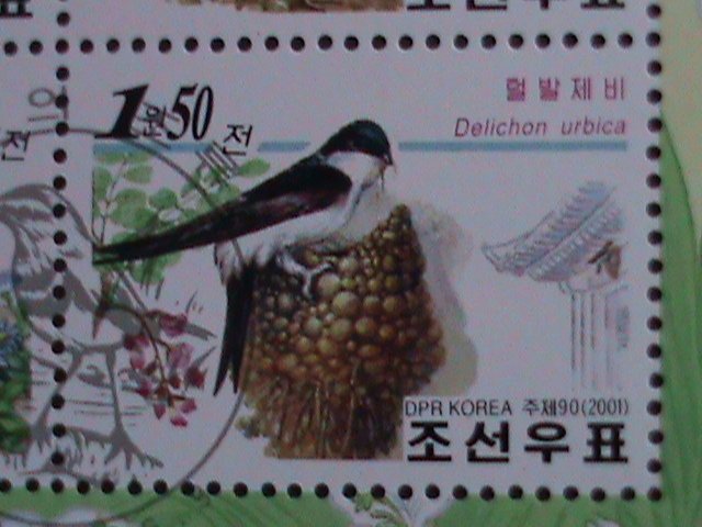 ​KOREA 2001SC# 4146 GELGICA2001 STAMPS SHOW-LOVELY KOREAN BIRDS CTO-S/S-VF