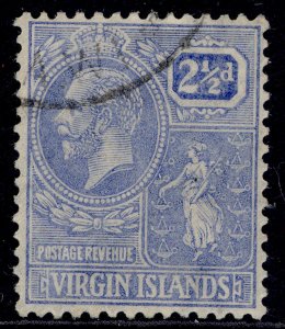 BRITISH VIRGIN ISLANDS GV SG93, 2½d pale bright blue, FINE USED. Cat £23.