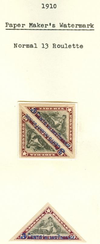 LIBERIA - Balance of Collector's study of the 1910-12 surcharged triangle issues