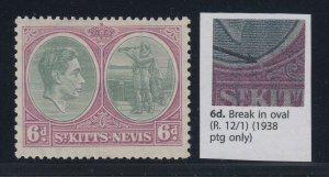 St. Kitts-Nevis, SG 74a, MHR Break in Oval variety