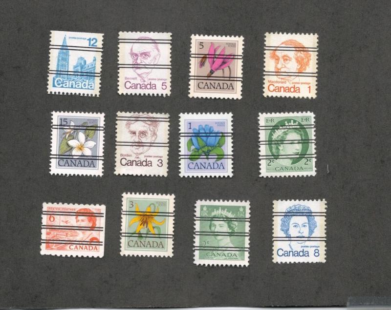   CANADA Precancel Used Group of  12 Stamps