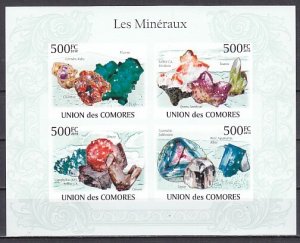 Comoro Is., 2010 issue. Minerals on an IMPERF sheet of 4. ^