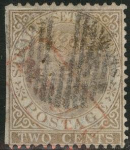 Straits Settlements Scott 10 2p Victoria 1867 perf 14 CC wmk