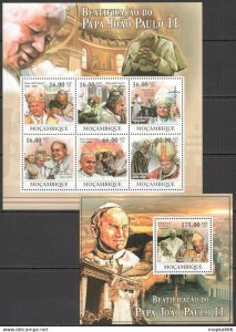 2011 Mozambique Great Humanists Pope John Paul Ii Bl+Kb ** Bc1015