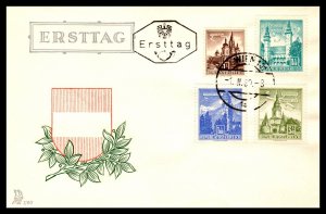 Austria 630B,622A,624,626-629A Architecture Set of Two U/A FDC