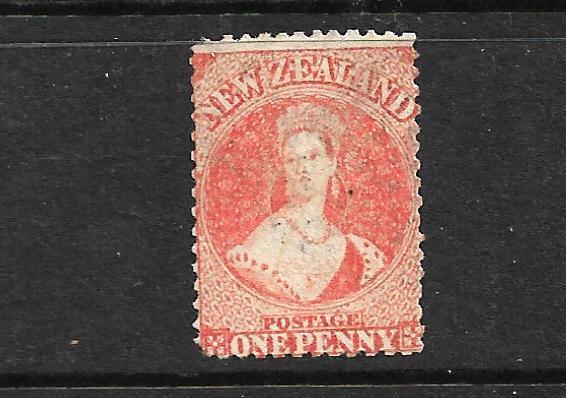 NEW ZEALAND 1862-64  1d  ORANGE VERMILLION FFQ  p13  MNG  CP A1F1  SG 68 CHALON