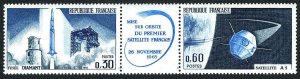 France 1137-1138a, MNH. Michel 1530-1531. French satellite A-1, 1965.