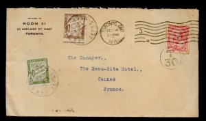 ?1911 postage due to FRANCE T30 centimes early dues attached Edwar cover Canada