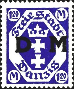 DANZIG - 1921 - Official Mi.D12 1Mk20 blackish violet-blue - Mint*