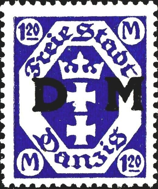 DANZIG - 1921 - Official Mi.D12 1Mk20 blackish violet-blue - Mint*