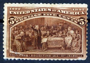 USA, 1893, SCOTT # 234 Columbian Expo 5c  Chocolate, Mint NH, CAt. VALUE $195