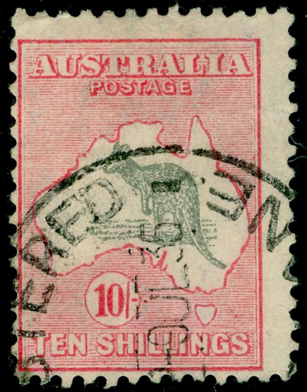 AUSTRALIA SG136, 10s grey & pink, FINE USED. Cat £150.