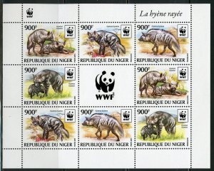 NIGER 2015 WORLD WILDLIFE FUND---WWF--HYENA   SHEET OF EIGHT   MINT NH