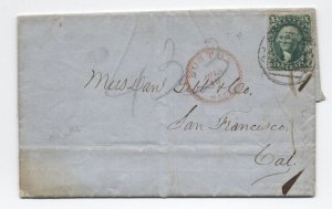 1858 Boston MA to San Francisco folded cover #33 10ct 1857 issue [6525.327]