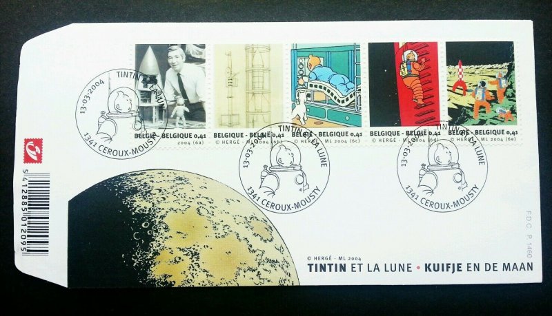 Belgium Tintin The Moon 2004 Space Astronomy Cartoon Animation Comic (FDC)