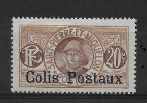 St. Pierre and Miquelon 1925, Parcel Post 20c Scott # Q4, VF MLH*OG (FR-1) 