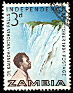 Zambia 1, used, Independence, Victoria Falls