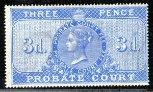 GB QV Revenue Stamp 3d Ultramarine PROBATE COURT (1860) Mint MM GWHITE33