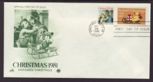 US 1939-1940 Christmas Combo 1981 PCS Monarch U/A FDC