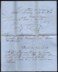 $US Stampless West Brattleboro VT. Nov. 8, 1853, 3 page letter