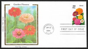 UNITED STATES FDCs (5) 29¢ Garden Flowers 1994 Colorano