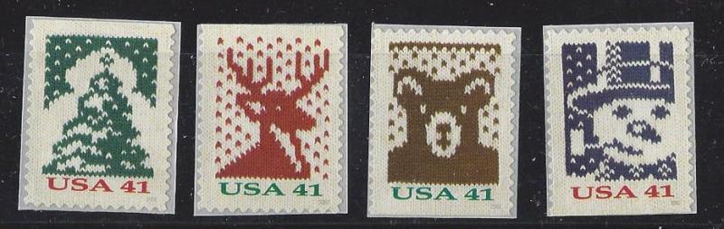 US Scott # 4207v - 4210v / 2007 Holiday Christmas Knits Set of 4 Singles MNH