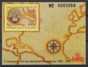 [116340] El Salvador 1990 Discovery of America Columbus Souvenir Sheet MNH