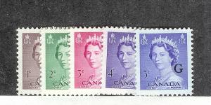CANADA #O33/37 unused hinged