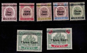 MALAYA Perak Scott 62-68 mint hinged surcharged set