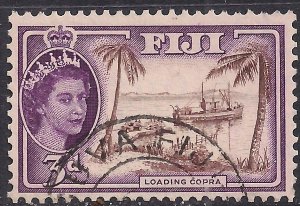 Fiji 1954 - 59 QE2 3d Loading Copra used SG 285 ( C1363 )