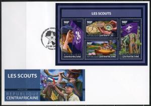 CENTRAL AFRICA  2017  BOY SCOUTS  SHEET FIRST DAY COVER