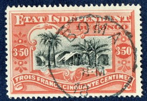 [mag077] BELGIAN CONGO 1898 Scott#29 3.50fr red & blk used