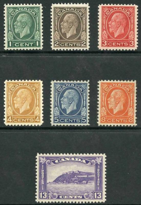 Canada SG319/25 1932-33 KGV Set of 7 Mixture of M/M and U/M