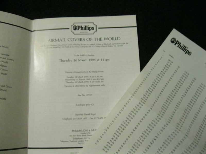 PHILLIPS AUCTION CATALOGUE 1995 AIRMAILS OF THE WORLD 'WILSON' COLLECTION