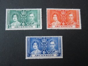 Ascension Islands 1937 Sc 37-39 set MNH