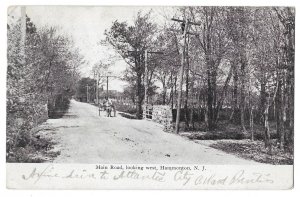 Main Road, Hammonton, New Jersey Undivided Postcard, Mailed 1906