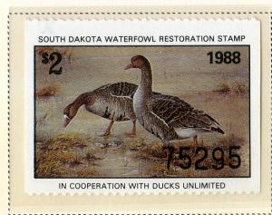 US SD6 SO DAKOTA ST DUCK STAMP 1988 MNH SCV $8.00 BIN $5.00