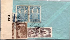 BOLIVIA POSTAL HISTORY WWII AIRMAIL CENSORED COVER ADDR USA CANC YRS'1940-45 