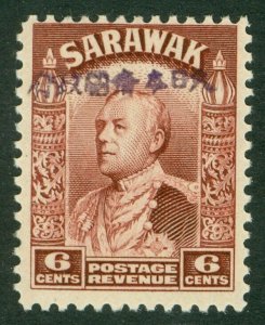 SG J9 Japanese occupation of Sarawak 1942. 6c lake-brown, handstamped type 1...