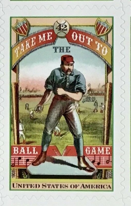 4341  Take me out to the Ballgame  MNH 42 c sheet of 20  FV $8.40    2008