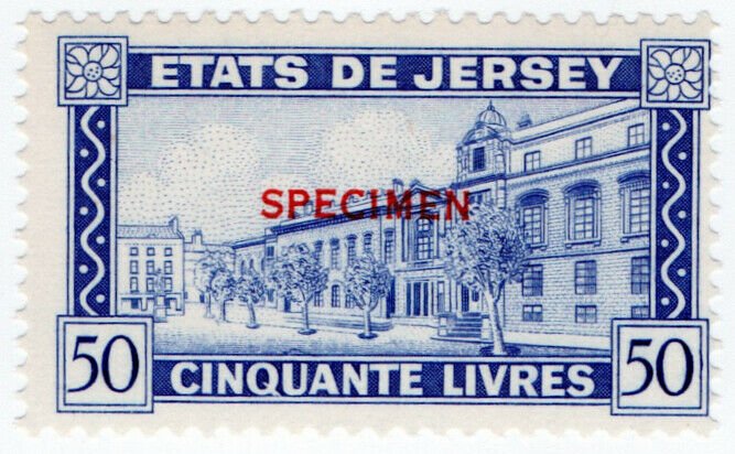 (I.B) Jersey Revenue : Duty Stamp £50 (specimen)