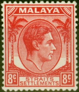 Straits Settlements 1938 8c Scarlet Never Issued V.F MNH