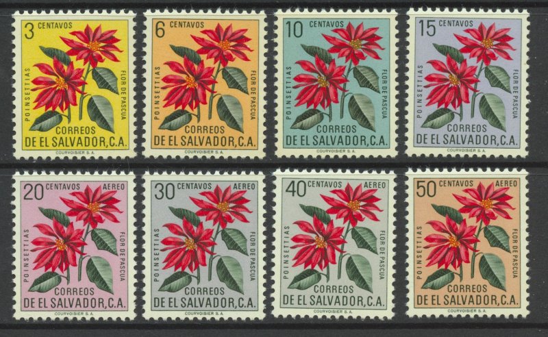 El Salvador Scott 714-17, C188-91 MNHOG - 1960 Poinsettias Issue - SCV $3.40