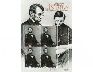 Tuvalu - Abraham Lincoln - 4 Stamp  Sheet TUV1017