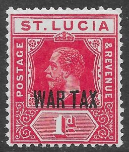 St. Lucia Scott MR2 MNH 1d scarlet KGV War Tax issue of 1918