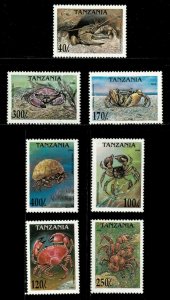 Tanzania 1995 - Crabs, Crustaceans - Set of 7v - Scott 1295-1301 - MNH