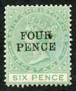 St Christopher SG22 1984 4d on 6d green Fresh M/Mint (hinge remainders)